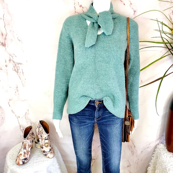 Mango Sweaters - Mango very soft knit sweater with adjustable tie